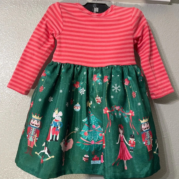 Iris & Ivy Kids' Nutcracker Stripe Long Sleeve Party Dress - Size 18M - Picture 5 of 6